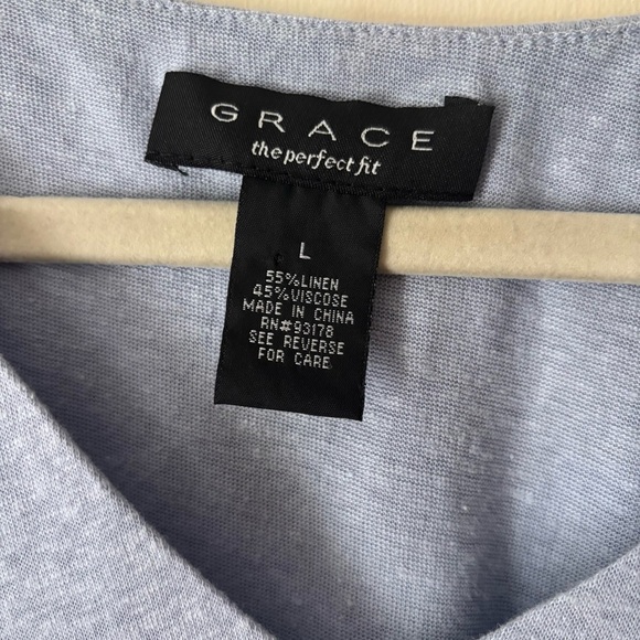 Grace Heather Blue Linen Sleeveless Tunic Top - Picture 3 of 4